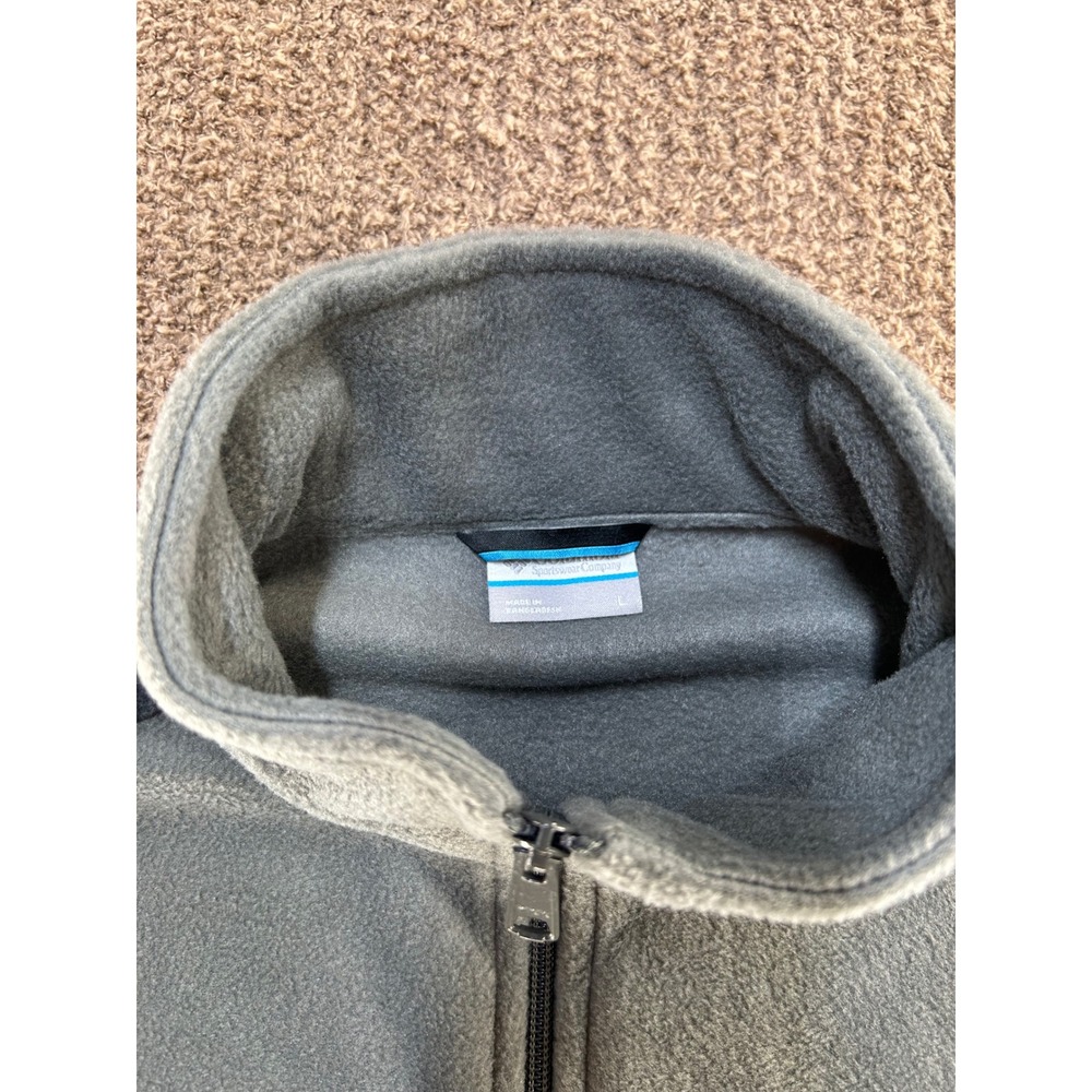 Columbia Mens Gray Black Fleece Full Zip Vest AM1535 Large Hiking Outdoor - Picture 5 of 7